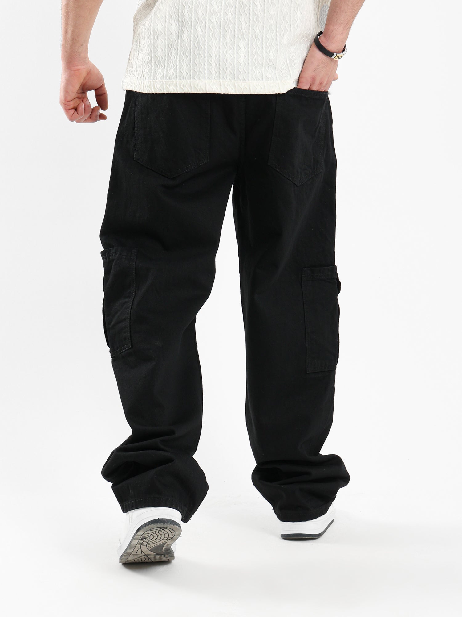 Rigid Denim Cropped Jeans with Patch Detailing