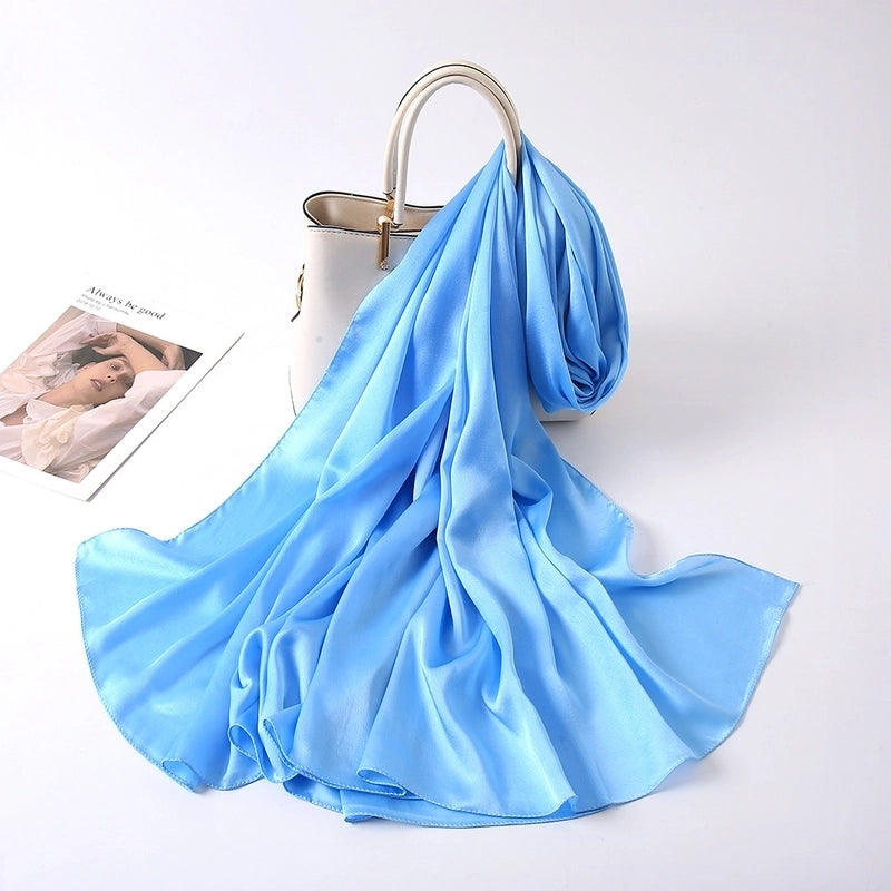 Women's Lady Fashion Minimalist Solid Color Satin Silk Scarves