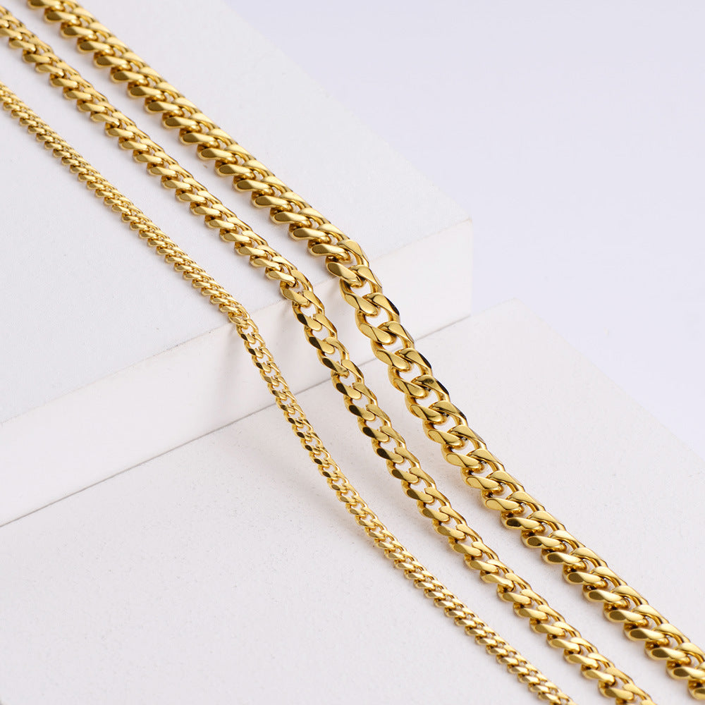 10 Pieces Unisex Hip Hop Metal Chain Geometric Stainless Steel Electroplating Necklaces