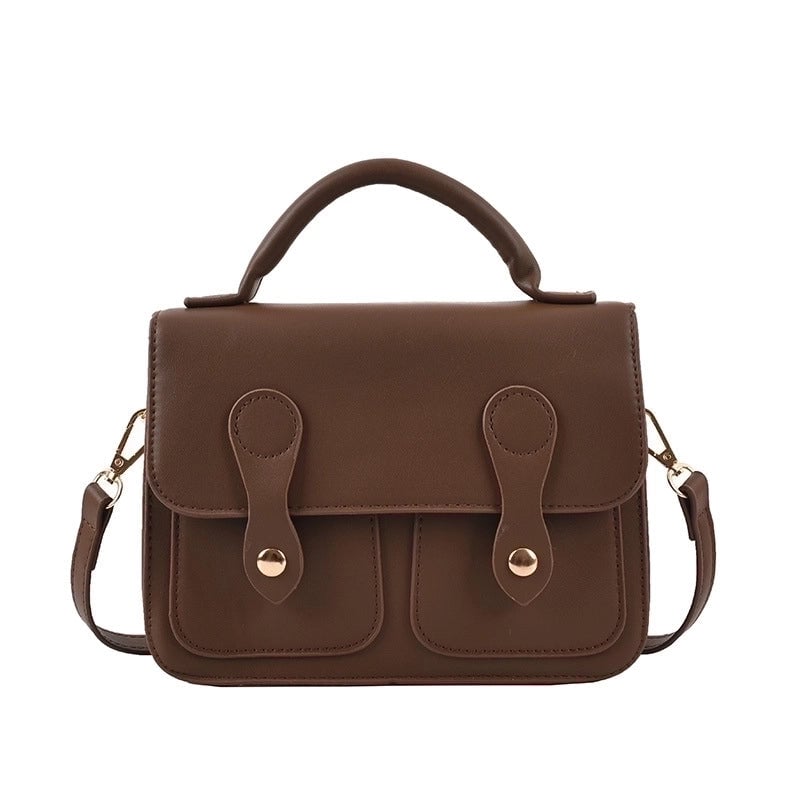 Women's Small Pu Leather Geometric Elegant Zipper Square Bag