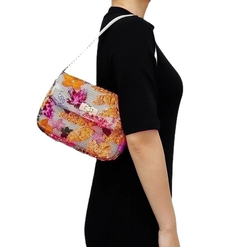 Women's Mini All Seasons Straw Color Block Streetwear Square Lock Clasp Shoulder Bag