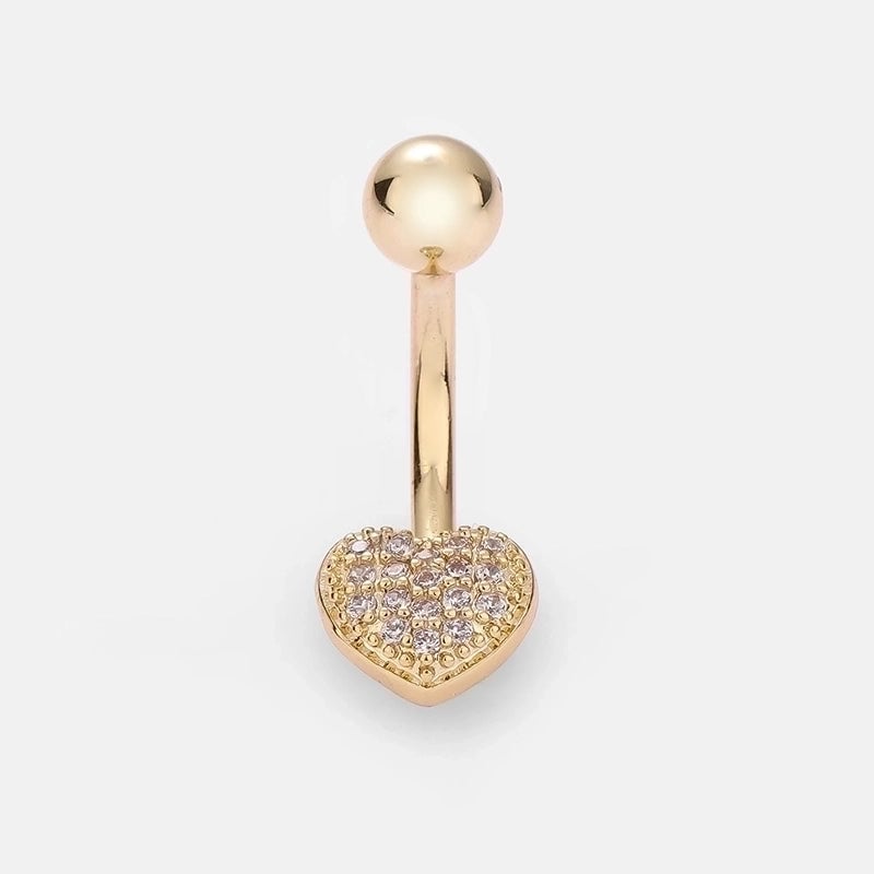 1 Piece Belly Rings Minimalist Classic Style Heart Shape Cat 316L Stainless Steel  Plating Inlay Zircon 14K Gold Plated Belly Rings