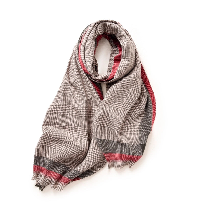 Women's Casual Minimalist Plaid Polyester Scarf