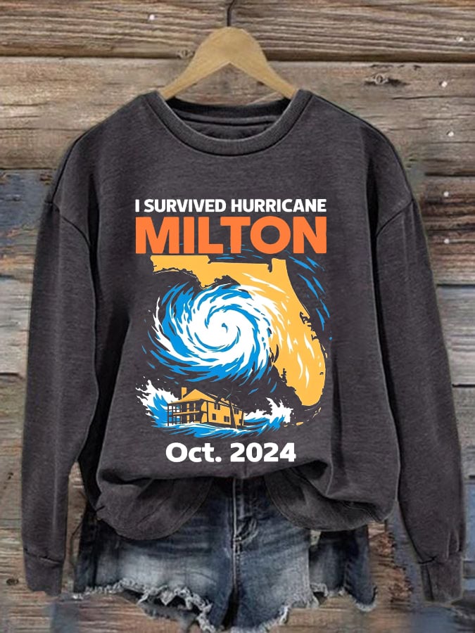 Women's Hurricane Milton I Survived 2024 Printed Sweatshirt