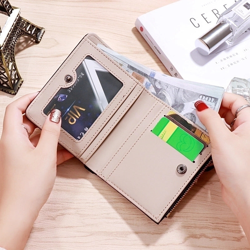 Women's Solid Color Flower Pu Leather Zipper Buckle Wallets