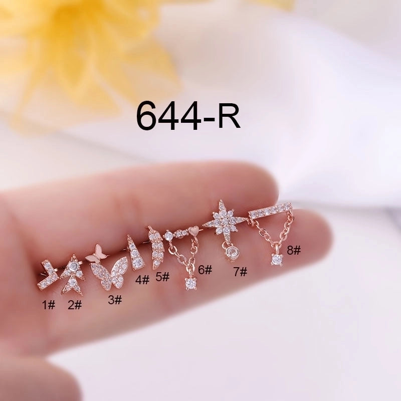 Ear Cartilage Rings & Studs Geometric 316L Stainless Steel  Copper Plating