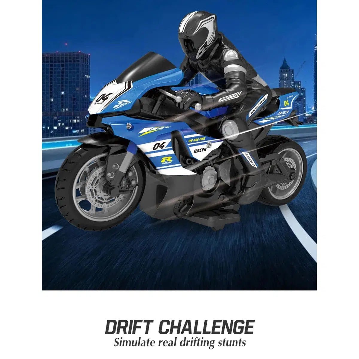 2.4GHz Stunt RC Motorbike - 1:10 Scale High-Speed Drift Racer with 30-Min Drive FREE SHIPPINGe