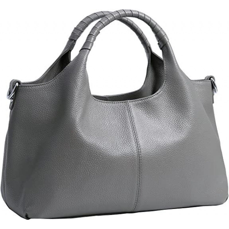 Women's Medium Leather Solid Color Basic Zipper Boston Bag
