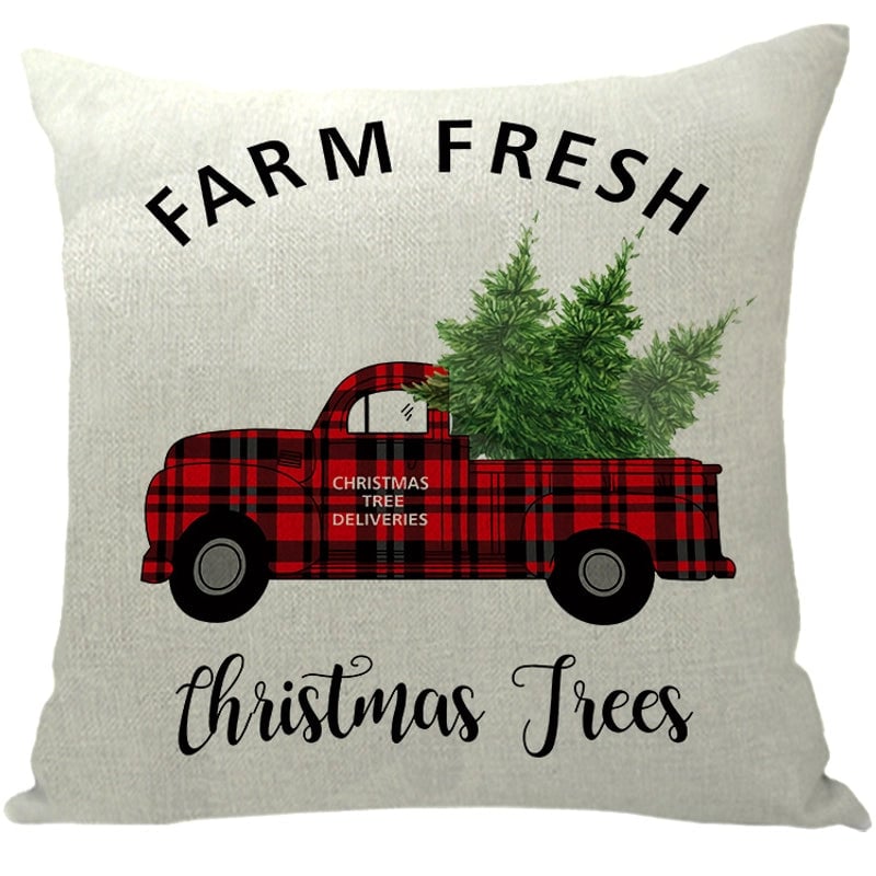 Fashion Letter Snowflake Elk Linen Pillow Cases