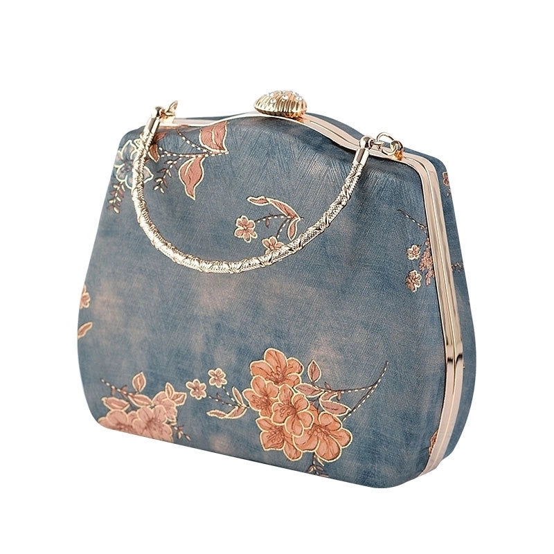 Women's Small Satin Flower Elegant Vintage Style Clasp Frame Handbag