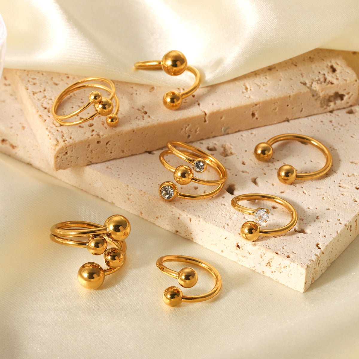 Stainless Steel Ball Ring Female Niche Design Size Gold Ball Ring Titanium Steel Ring