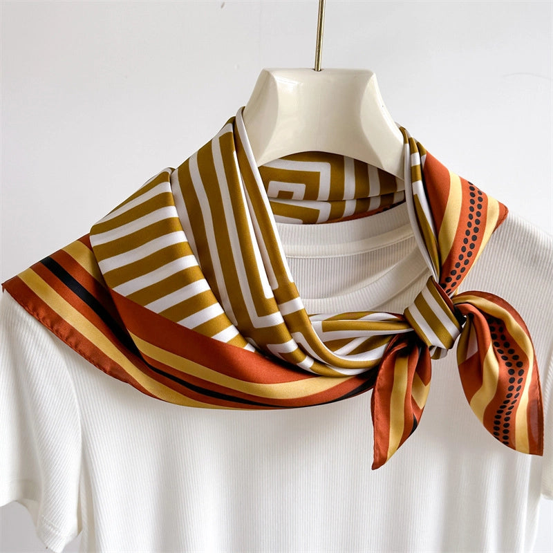 Unisex Minimalist Stripe Polyester Satin Printing Silk Scarf