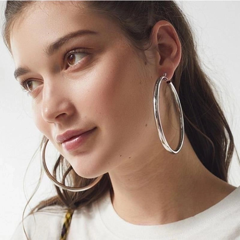 1 Pair Minimalist Solid Color 304 Stainless Steel Gold Plated Stainless Steel Earrings
