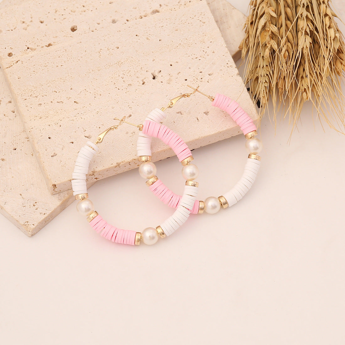 Women Fashion Bohemian U-Shape Polymer Clay Earrings