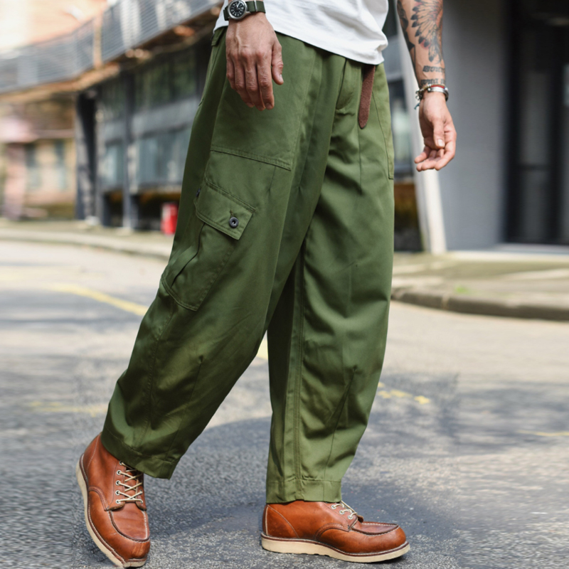 Retro Multi-pocket Waterproof Overalls Wide-leg Pants