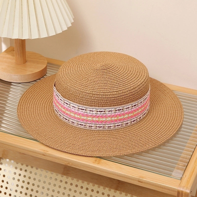 Unisex IG Style Geometric Flat Eaves Straw Hat