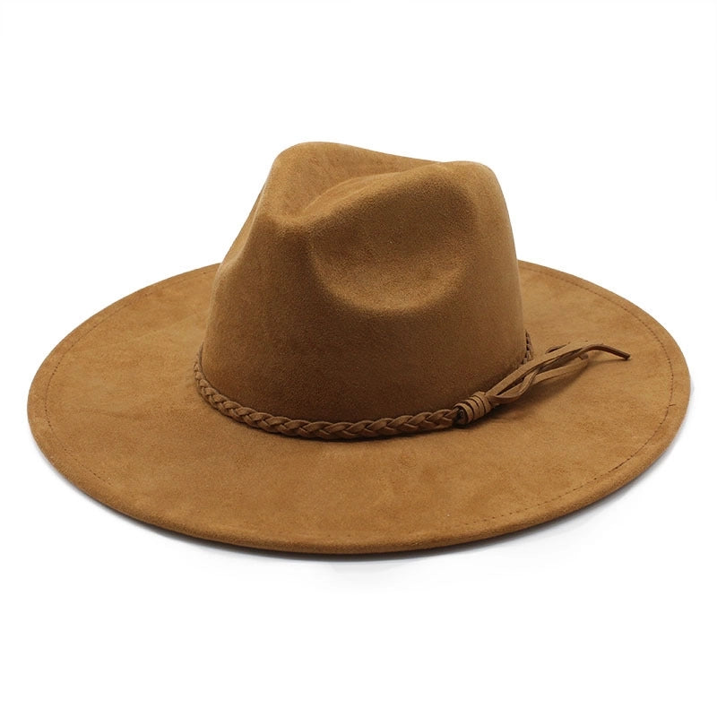 New Suede Top Hat Men And Women Couple Big Brim Hat Peach Heart Top Gentleman's Hat
