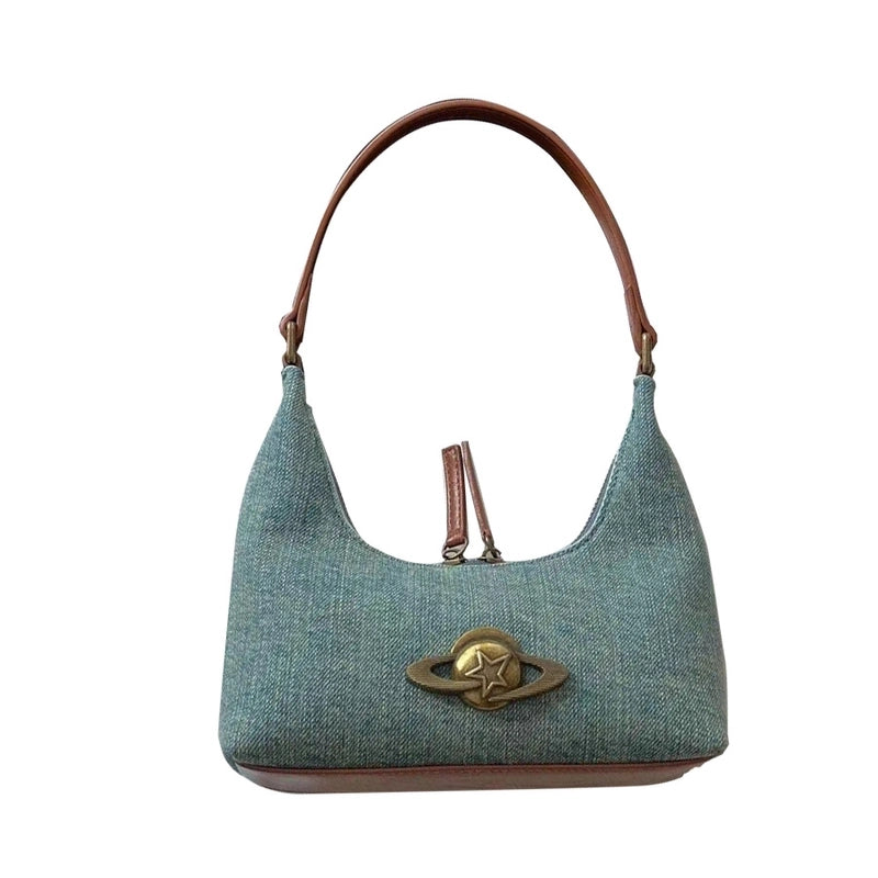 Autumn And Winter New Underarm Bag Planet Shoulder Bag Handbag Niche Denim Underarm Bag