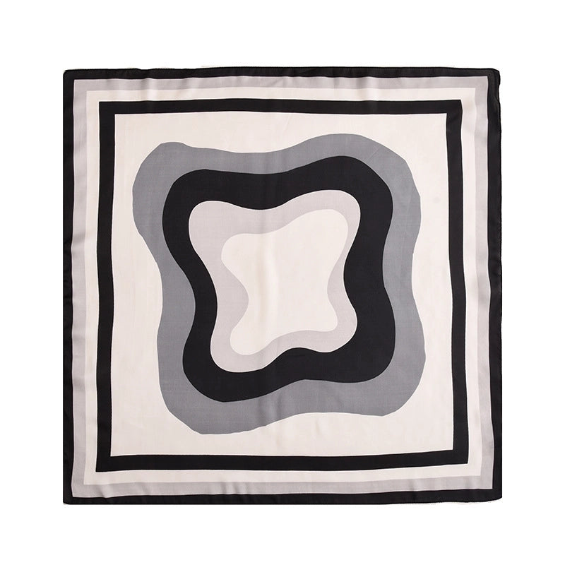 Women's Sweet Color Block Satin Silk Scarf