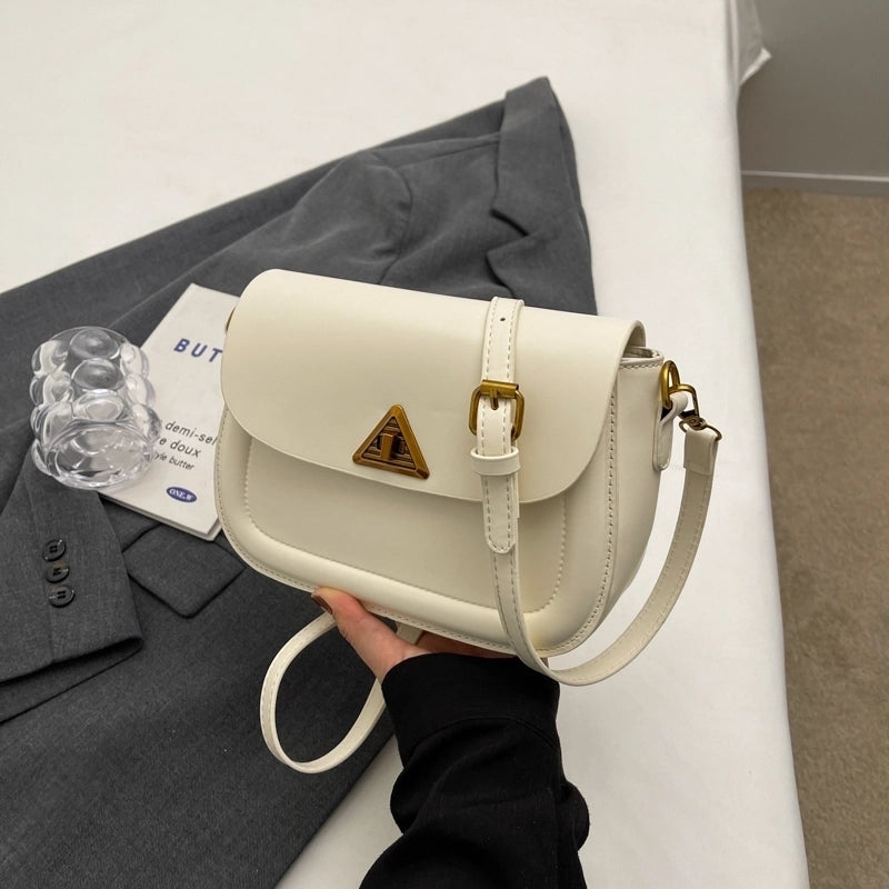 Women's Pu Leather Solid Color Streetwear Square Lock Clasp Shoulder Bag