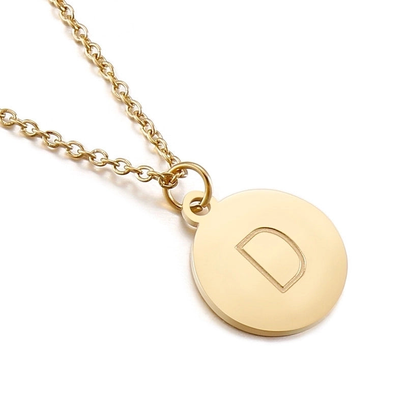 Titanium Steel 18K Gold Plated Minimalist Plating Letter Necklace