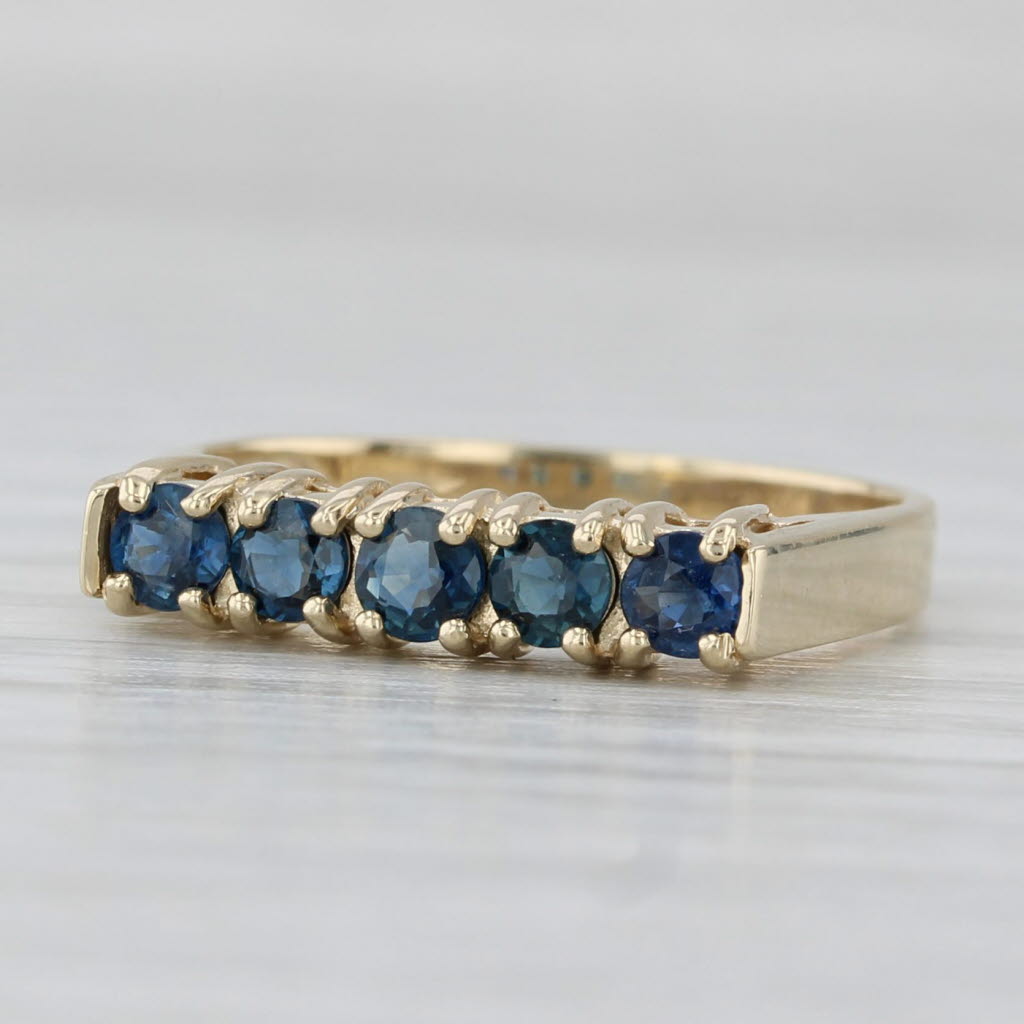 0.75ctw Blue Sapphire Ring 14k Yellow Gold Sz 5.5 Stackable Band Bridal Wedding