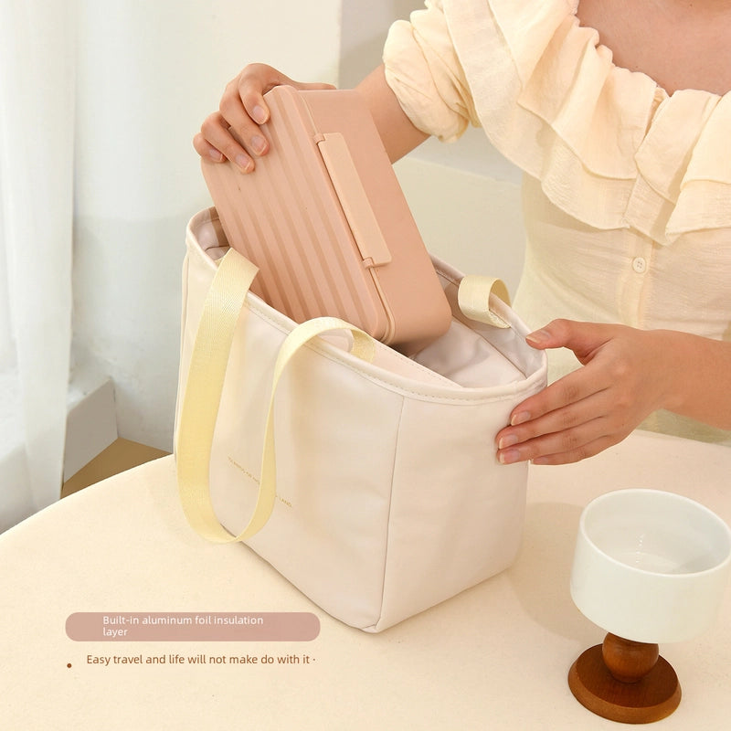 High-end Simple Wind Insulation Bag Cloud Insulation Bag Portable Folding Lunch Box Bag High-grade Lunch Box Storage Bag