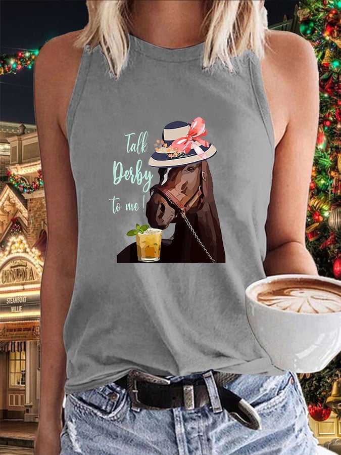 Women's Talk Derby To Me Printed Casual Tank Top