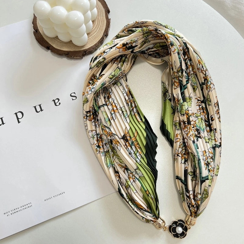 Women's Elegant Geometric Satin Printing Silk Scarf