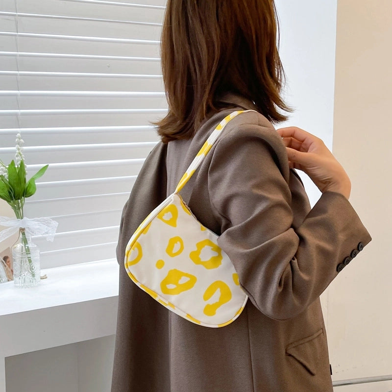 Women's Small Cloth Leopard Streetwear Zipper Underarm Bag