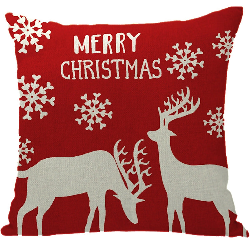 Fashion Letter Snowflake Elk Linen Pillow Cases
