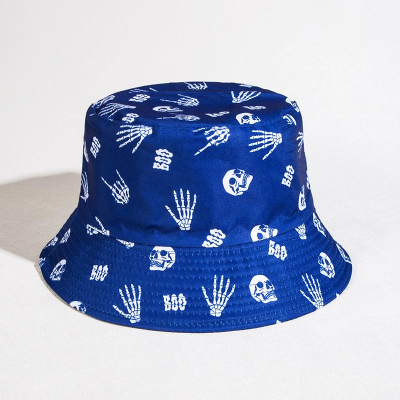 Unisex Casual Hip-Hop Skull Wide Eaves Bucket Hat