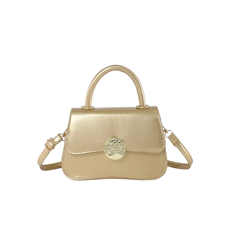 Women's Pu Leather Solid Color Basic Flip Cover Handbag