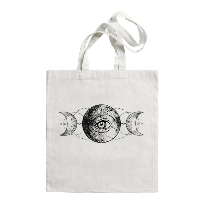 Unisex Large Canvas Devil's Eye Streetwear Square Open Tote Bag
