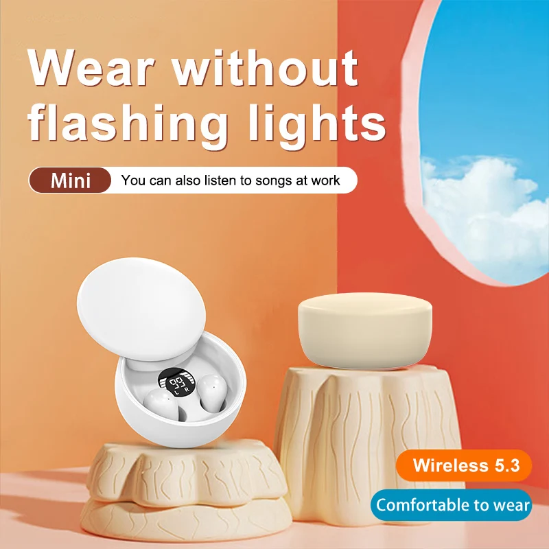 New mini headphones 5.4 wireless bluetooth earphones sleeping headset with mic noise reduction bass sport earbuds for smart phone