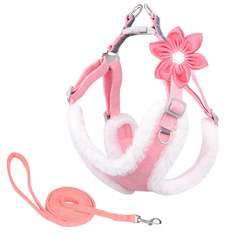Minimalist Classic Style Faux Rabbit Fur Solid Color Leash