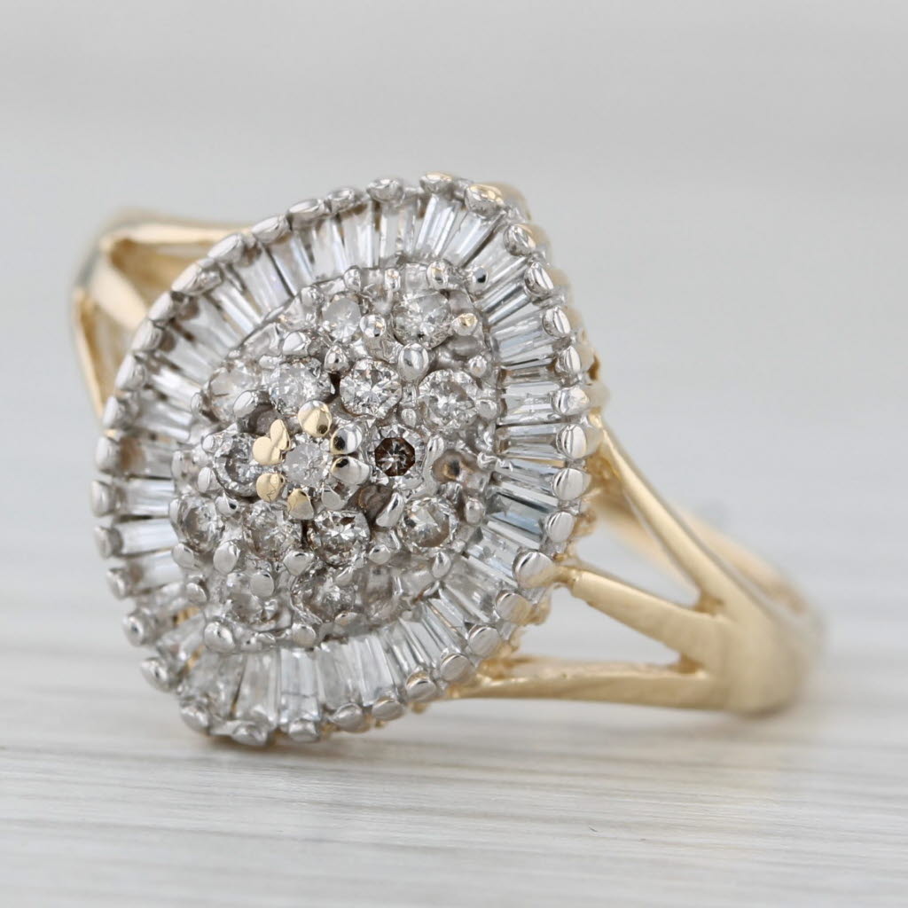 0.50ctw Diamond Cluster Halo Ring 14k Yellow Gold Size 7.5