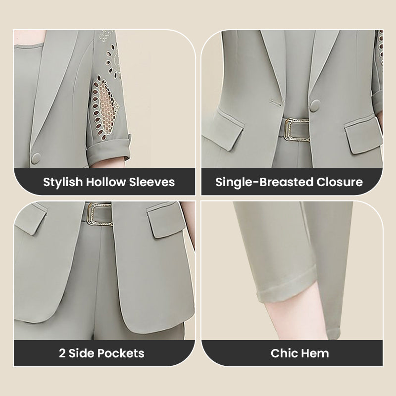 🔥49% OFF🔥Nice Gift-Woman's Fashionable And Slim Blazer 3-piece Suit Set