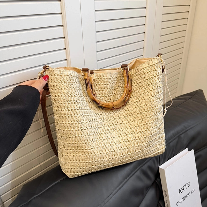 Women's Straw Square Elegant Classic Style Square String Shoulder Bag Crossbody Bag