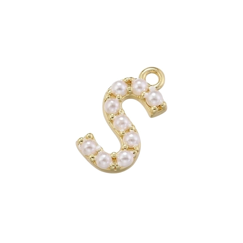 Casual Elegant Minimalist Letter Copper Plating Inlay Artificial Pearls 18k Gold Plated Charms
