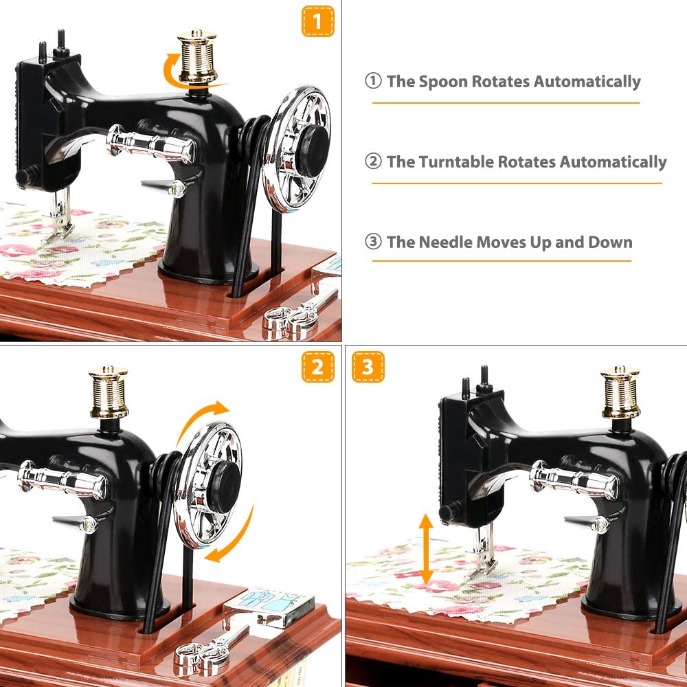 🦋Wood Mini Sewing Machine Music Box