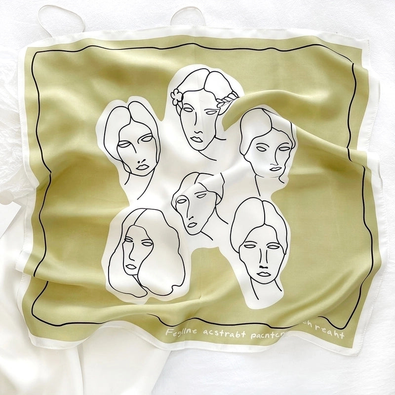 Women's Sweet Human Silk Printing Silk Scarf