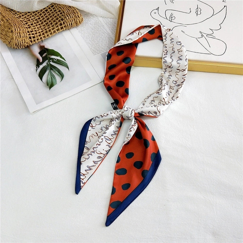Women's Sweet Polka Dots Heart Shape Butterfly Polyester Satin Printing Silk Scarves
