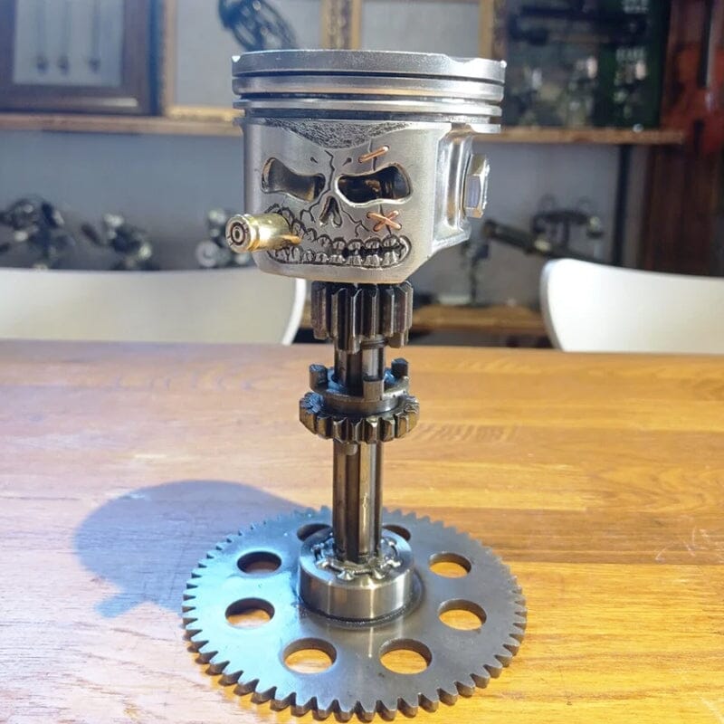 Piston Skull Face Sculpture