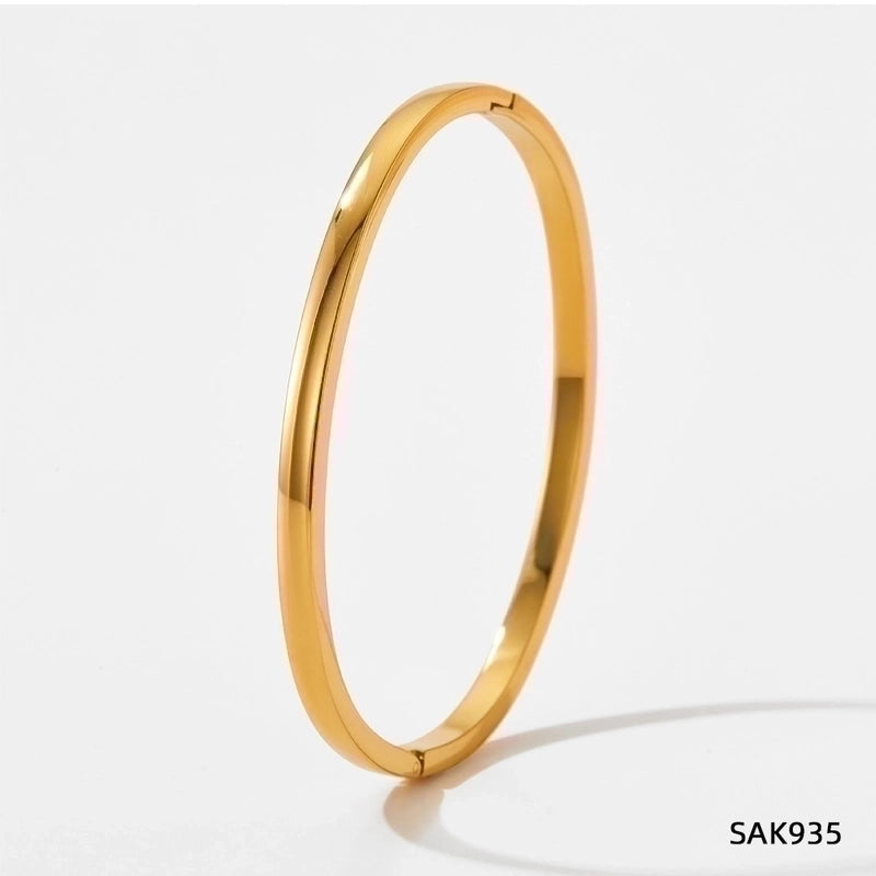 Minimalist Classic Style Geometric Stainless Steel Plating Inlay Zircon Bangle