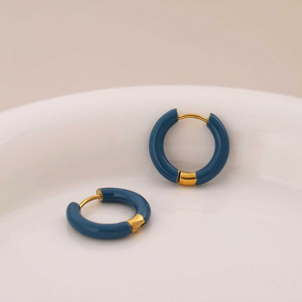 Minimalist Round Geometric Stainless Steel Oil Dripping Earrings