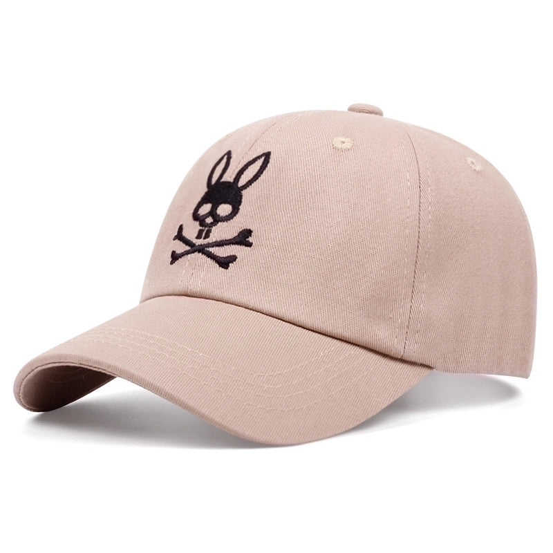 Unisex Basic Retro Minimalist Bunny Ears Skull Embroidery Curved Eaves Baseball Cap
