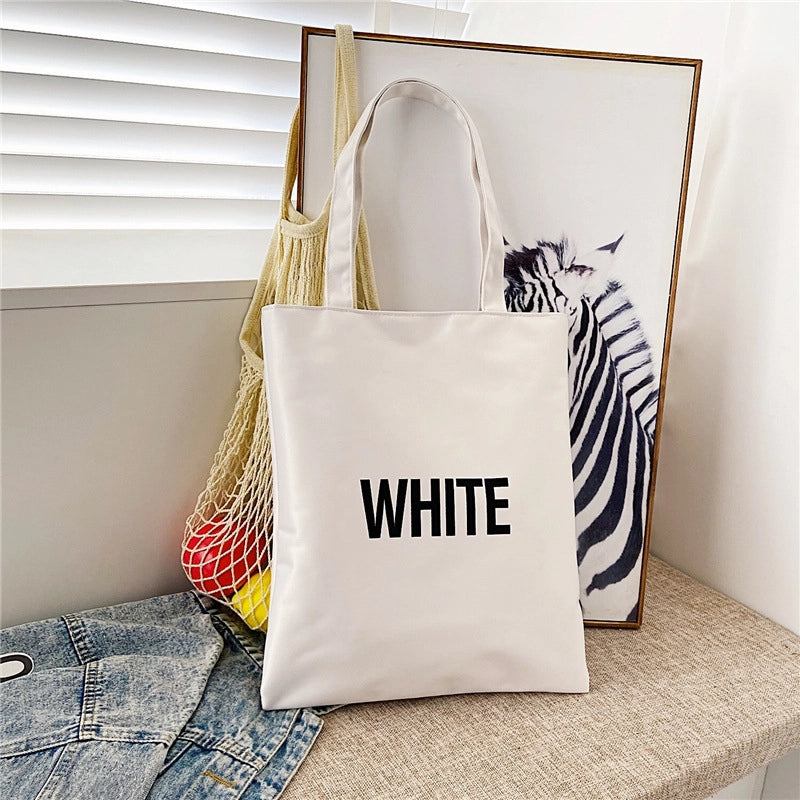 Women's Medium Canvas Letter Classic Style Sewing Thread Square Zipper Canvas Bag