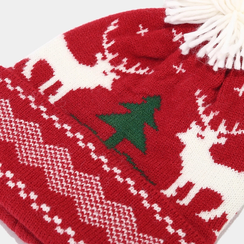 Women's Elegant Basic Minimalist Printing Acrylic Scarf Hat Gloves 3 Pieces Set