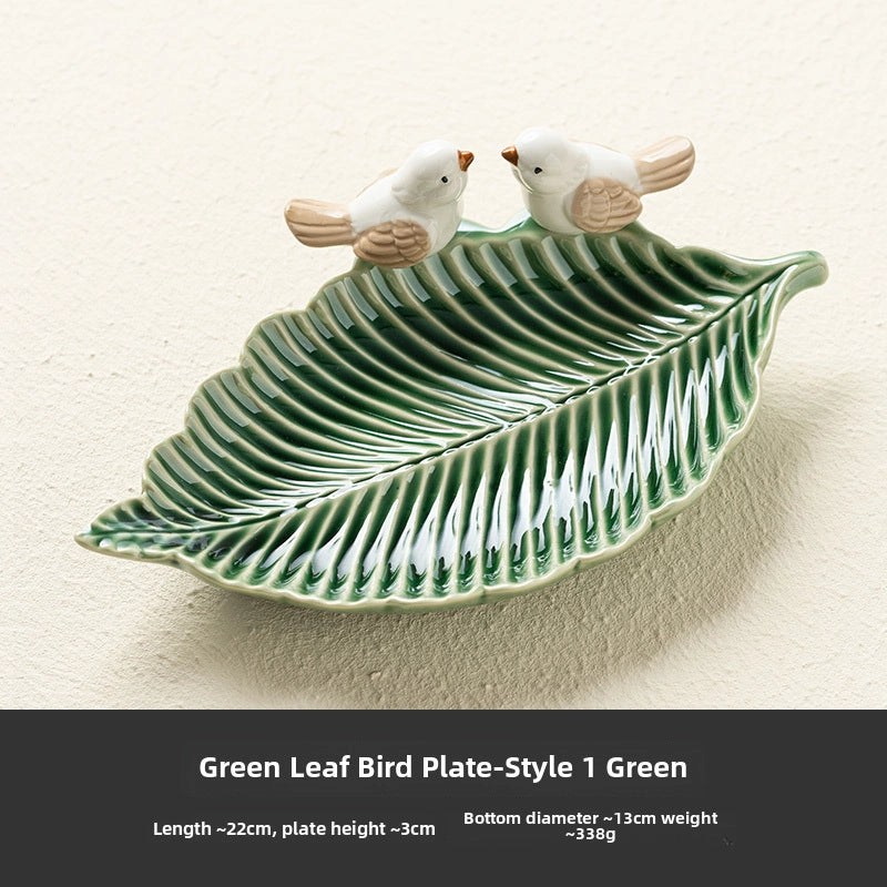 Bird Dim & Sum Plate Ceramic Jewelry Storage Plate Creative Cute Storage Rack Soap Dish Light Luxury High-end Plate
